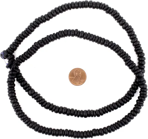 Vista 2 de The Bead Chest Cuentas de cáscara de coco de disco negro (0.315 in)