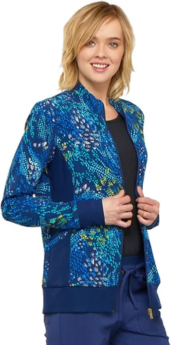 Vista 4 de Cherokee Flexibles Women Warm Up Scrubs Jacket Zip Front Knit Panel CK308