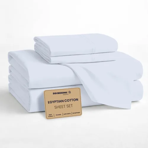 Vista 24 de SGI bedding Sábanas 100% algodón egipcio tamaño individual – Sábanas refrescantes, ropa de cama blanca suave y transpirable, ropa de cama de lujo