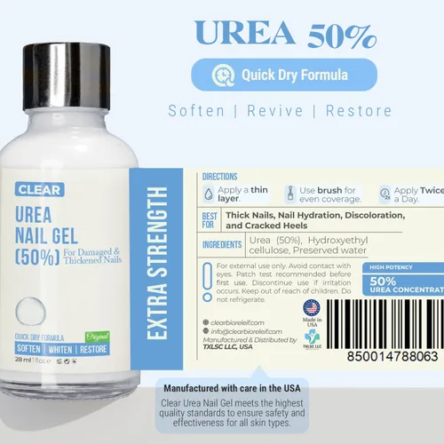 Vista 6 de Urea 50% Gel de uñas – Suaviza los callos agrietados del talón y las uñas gruesas de los pies – Repara uñas dañadas, amarillas y decoloradas
