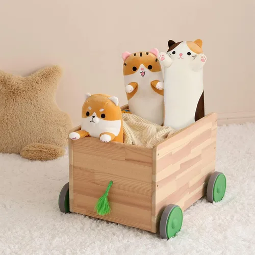 Vista 6 de PEACH CAT Almohada de felpa de gato de 19.6 pulgadas de largo, lindos animales de peluche de gatito, juguetes de peluche suaves, regalos para niños