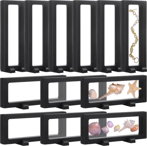 Vista 10 de Harloon 12 Pzs Estuche de Exhibición Flotante 3D Marco Flotante Soportes de Exhibición para Monedas de Desafío Caja de Marco de Joyería para Negro