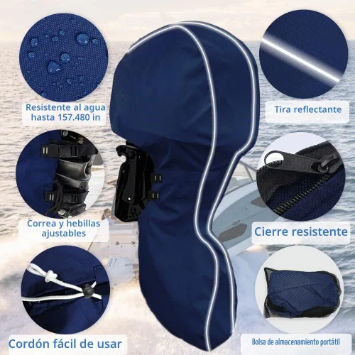 Vista 5 de 600D Resistente al Desvanecimiento y a las Grietas Cubierta Completa para Motor Fuera de Borda Remolcable, Cubierta de Motor de Barco Impermeable