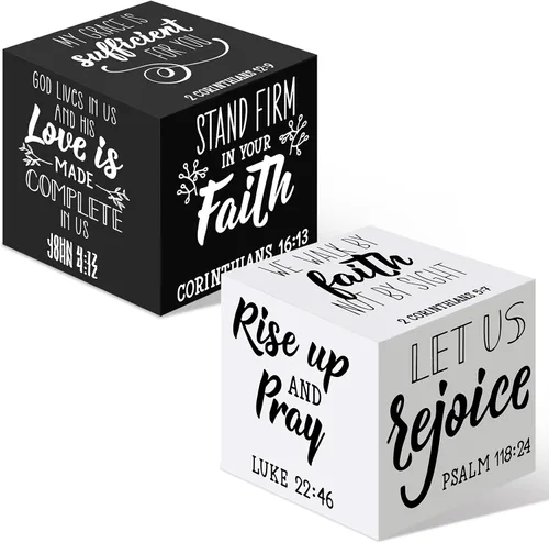 Vista 9 de 2 piezas de mini letreros de madera con versículos bíblicos, decoración cristiana "Be Still and Know", letrero religioso de escritura en madera