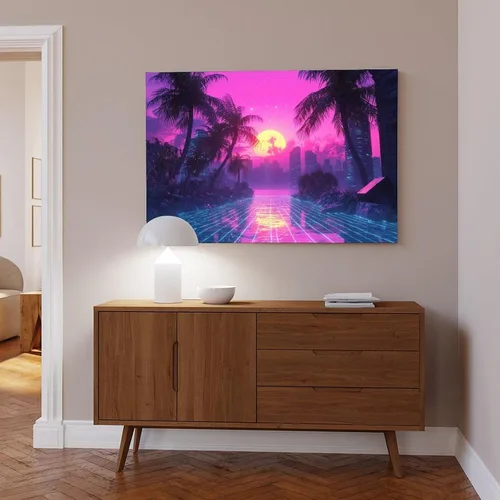 Vista 6 de Vaporwave Wall Art – Retro Cyberpunk Subculture Poster – Neon Aesthetic Print – Futuristic 80s Inspired Room Decor Art Wall Decoration Poster Family