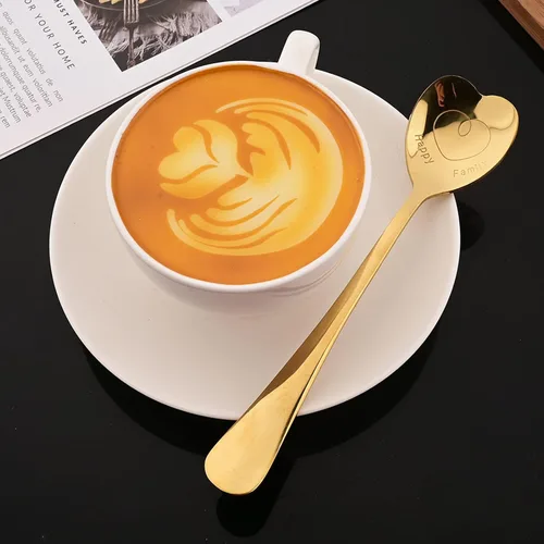 Vista 7 de JASHII 8 cucharaditas de acero inoxidable con forma de corazón negro brillante, cucharas de café de postre, cuchara de amor, cuchara mezcladora