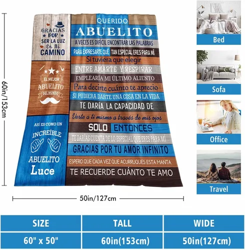 Vista 3 de Regalos de Abuelito, Regalos para Abuelo Dia del Padre, Regalos para Abuelo en Español, El Mejor Abuelo Del Mundo, Manta para abuelo 60 x 50