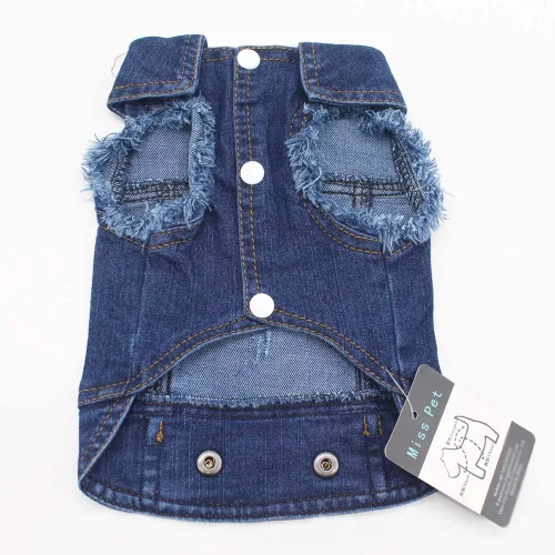Vista 3 de MISSPET - Pantalones de mezclilla azules suaves y lindos para perros pequeños, medianos y pequeños
