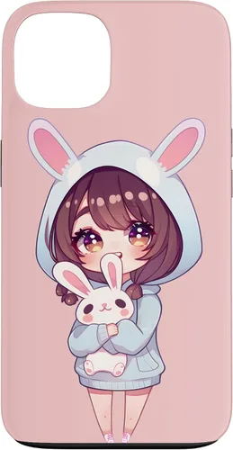 Vista 7 de Anime Girl With Bunny Kawaii Easter Japanese Otaku Girl Case for iPhone 16
