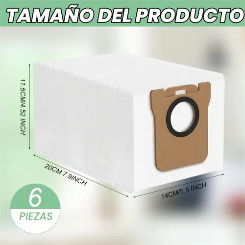Vista 2 de Bolsa para el polvo compatible con Dreametech D10 Plus Robot Aspirador Bolsas Accesorios para recoger basuras Paquete de 6