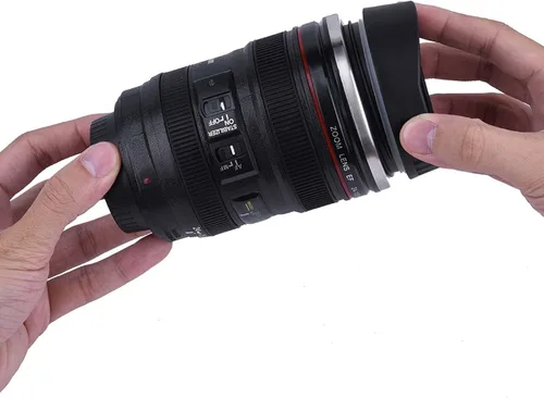 Vista 5 de Fdit Taza de café con lente de cámara, SLR con forma de lente de viaje, frasco de viaje de acero inoxidable, taza de aislamiento a prueba de fugas