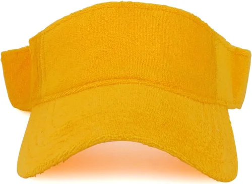 Vista 2 de Armycrew Gorra de visera solar con cierre de gancho y bucle de tela de rizo de algodón, Amarillo