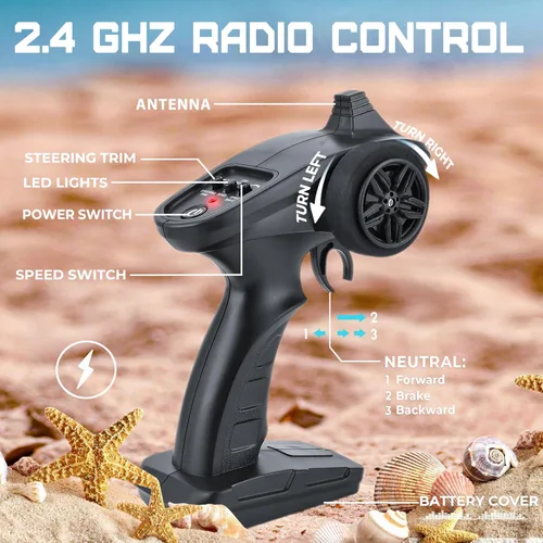 Vista 7 de BEZGAR TX2P1 - 2 paquetes de 12 pulgadas de velocidad rápida de 30 KPH con una maleta portátil para lagos y piscinas y agua salada, juguetes