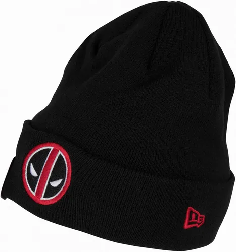 Vista 3 de New Era Deadpool Logo Cuffed Knit Beanie Negro, Negro