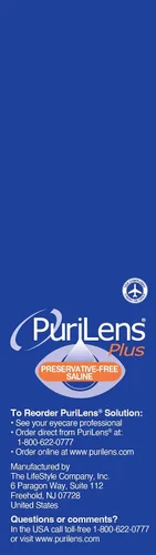 Vista 3 de Purilens Plus, solución salina sin conservantes para lentes de contacto, 120 ml (4 fl. oz), paquete de 3