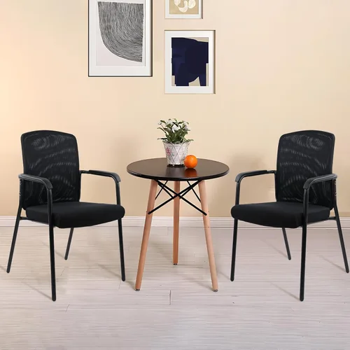 Vista 3 de CLATINA Sillas de recepción apilables, sillas apilables para sala de espera con asiento tapizado y reposabrazos, silla ergonómica de malla trasera