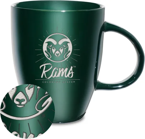 Vista 79 de Rico Industries - Taza de lustre cerámico con grabado láser de la NCAA de 18oz - Café-Té