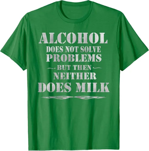 Vista 31 de Alcohol Does Not Solve Problems. But Then, Neither Does Milk T-Shirt Asphalt Grey