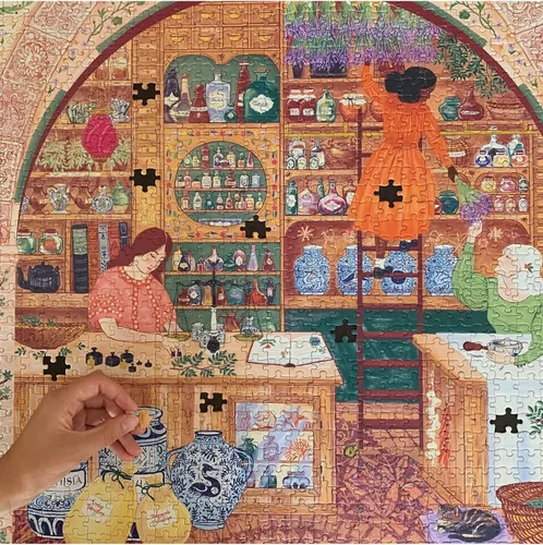 Vista 5 de eeBoo Rompecabezas de 1000 piezas, rompecabezas de boticario antiguo para adultos, cuadrado de 23 x 23 pulgadas, fabricado con tablero reciclado