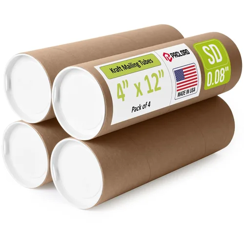 Vista 20 de Tubo de cartón reforzado de 2 x 18 pulgadas, paquete de 4 tubos con 8 tapas, seguro aprobado por USPS, ideal para envío y almacenamiento