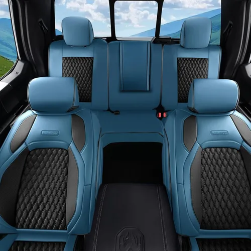 Vista 10 de Coverado Juego completo de fundas de asiento de ajuste personalizado para Chevy Silverado/GMC Sierra 2014-2018 1500, 2015-2019 2500HD 3500HD Negro