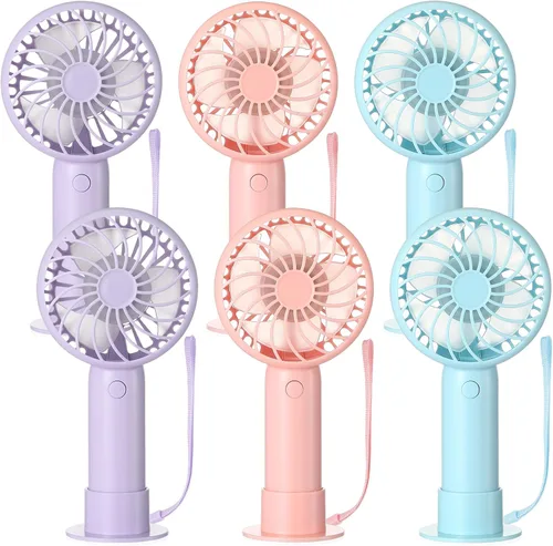 Vista 16 de Tujoe Mini ventilador de mano potente de 3 velocidades, ventilador personal pequeño portátil recargable con base USB para mujeres, maquillaje