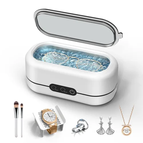 Vista 10 de Limpiador ultrasónico de joyas, limpiador de joyas mejorado Máquina ultraónica de 48 KHz para todas las joyas, anteojos, correa de relojes, Azul