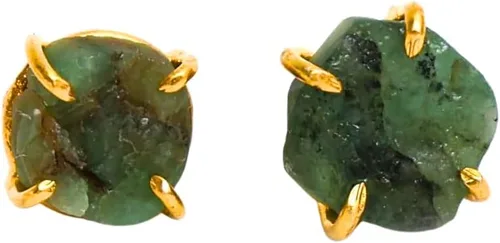 Vista 124 de Gempires Natural Raw Prong Setting Stud Earrings, 8-10 mm Crystals Earring, Handmade Jewelry, Gift for Her