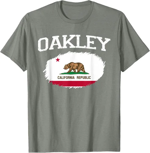 Vista 68 de OAKLEY CA CALIFORNIA Flag Vintage USA Sports Hombre Mujer Camiseta, Negro