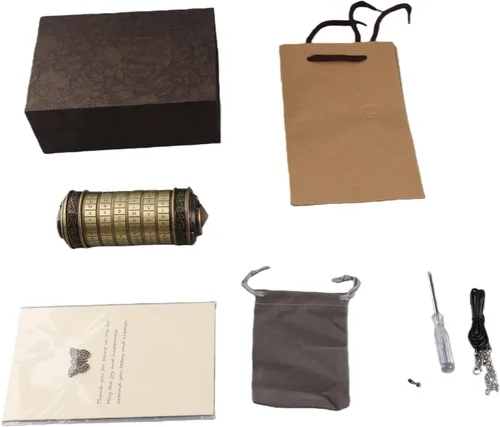 Vista 4 de Code Cryptex - Cerradura de combinación con paquete de regalo romántico, color dorado, kit de 7 piezas
