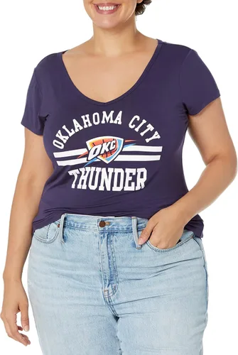 Vista 61 de Ultra Game Camiseta de mujer NBA Oficial con cuello en V y strass de manga corta