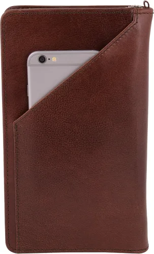 Vista 4 de KRAFTIQ SIMON- Cartera de viaje de cuero genuino marrón curtido vegetal seguro RFID Marrón Vintage