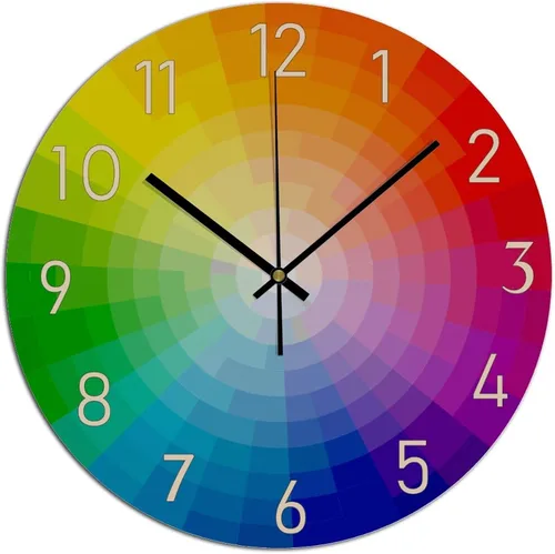 Vista 9 de Reloj de pared bohemio arcoíris rústico de PVC arcoíris de 12 x 12 pulgadas, decoración de cocina, regalos de dormitorio, funciona con pilas, reloj