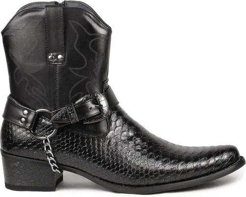 Vista 2 de Metrocharm Diego-01 - Botas vaqueras occidentales con hebilla para cinturón para hombre