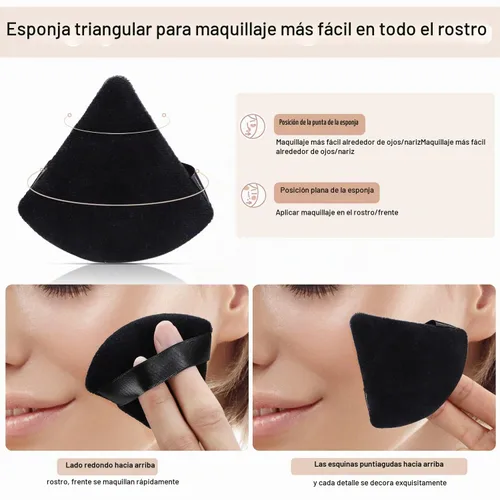 Vista 4 de 8 piezas de puff de polvo de algodón para la cara, JASSINS triángulo súper suave para maquillaje húmedo y seco, para corrector/polvo suelto/polvo