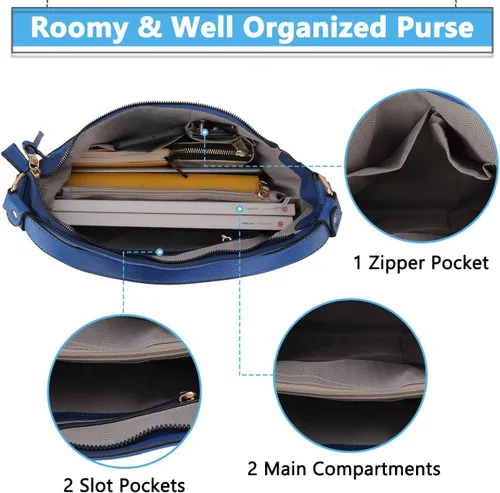Vista 4 de VX VONXURY Bolsos Hobo para mujer, bolso de mano de piel sintética para mujer, bolso de hombro mediano con bolsillos laterales para el trabajo