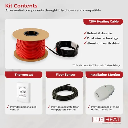 Vista 7 de LuxHeat Kit de cable de calefacción de suelo de 10 pies cuadrados – Sistema de calefacción por suelo de 120 V – Sistema de suelo calefactado incluye
