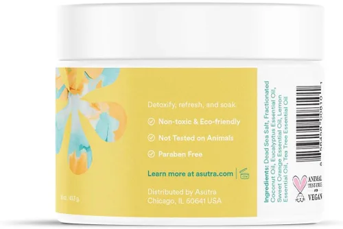 Vista 3 de ASUTRA Sales de baño del Mar Muerto (desintoxicación y adelgazamiento), 16 onzas, remoja en minerales curativos ricos y vitales, purifica y energiza