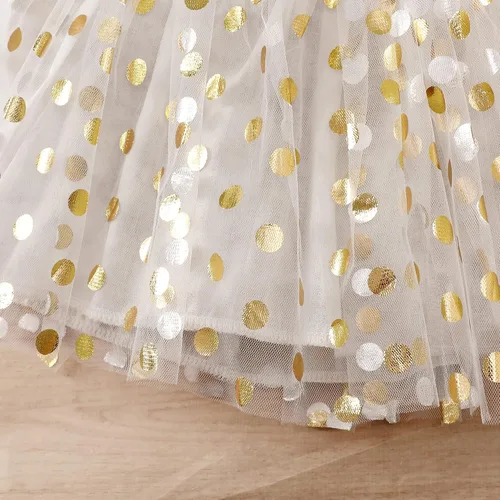 Vista 9 de Toddler Kids Baby Girls Birthday Princess Outfits Long Sleeve Shirt Polka Dots Tulle Tutu Dress Skirt Set 2Pcs