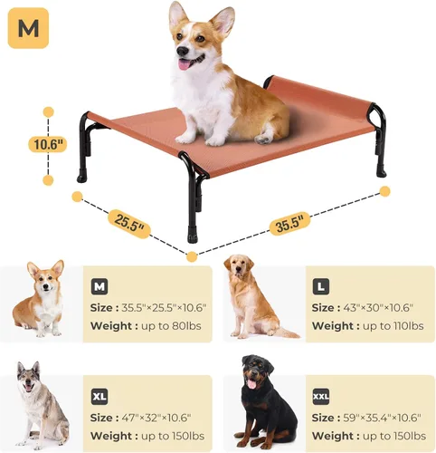 Vista 3 de Veehoo Cama Elevada para Perros, Camas Elevadas para Perros al Aire Libre para Perros Medianos, Cama de Camping Elevada para Mascotas