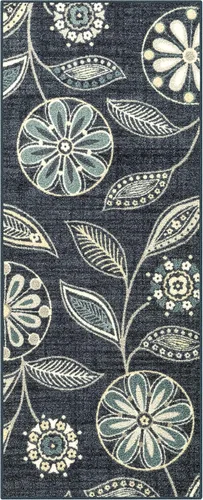 Vista 11 de Maples Rugs Reggie - Alfombra bohemia con estampado floral, 1 pies 8 Gris oscuro