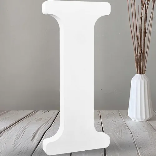 Vista 18 de AOCEAN Letras de madera grandes blancas de 12 pulgadas, letras de madera sin terminar para decoración de pared, letras decorativas de pie