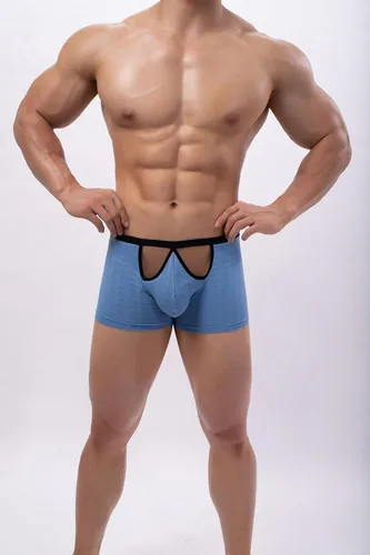 Vista 2 de 1 ONEFIT Calzoncillos tipo bóxer para hombre, ropa interior de ángulo plano, malla transpirable, seda de hielo, nailon, bolsa convexa, con apertura