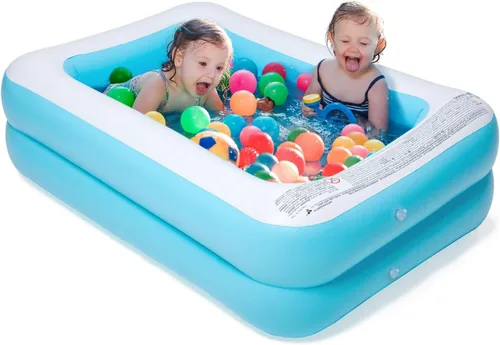 Vista 9 de Piscina inflable para niños, centro de natación familiar para niños, piscina de tamaño completo para niños, adultos, piscina fácil de configurar