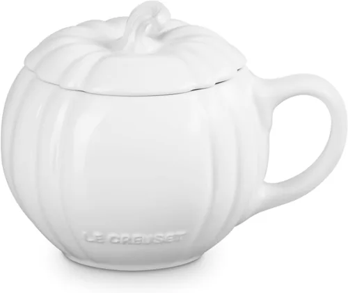 Vista 11 de Le Creuset - Taza de cerámica de calabaza con tapa, 14 onzas, caqui Naranja (Persimmon)