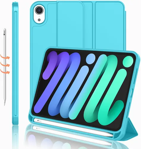 Vista 23 de iMieet Funda para iPad mini 7 2024 (A17 Pro), Funda para iPad mini 6 (8.3 pulgadas, modelo 2021), Funda para iPad mini 7ª/6ª generación con soporte