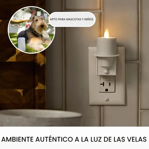 Vista 6 de Luminara Luz nocturna sin llama con sensor automático oscuro de luz del atardecer al amanecer, enchufe de pared blanco luz LED nocturna