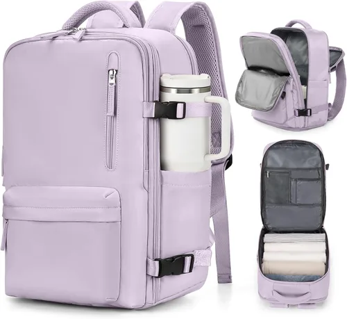 Vista 12 de VGCUB Mochila grande de viaje para trabajo, negocios, mochila para computadora portátil aprobada para vuelo, para mujeres y hombres, mochila