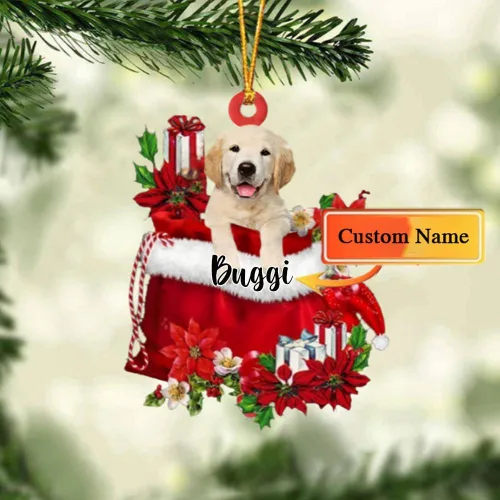Vista 119 de Perro Akita Inu personalizado en bolsa de regalo, adorno de Navidad, nombre personalizado, regalo para amantes de los perros, familia, Navidad