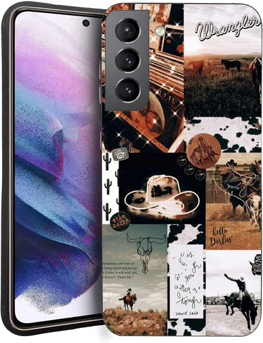 Vista 9 de Funda compatible con Samsung Galaxy S20 FE, piel de vaca occidental, turquesa y marrón, funda protectora de TPU suave a prueba de golpes